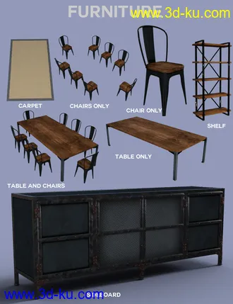 3D打印模型Industrial Loft Dining Room的图片