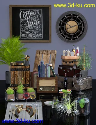 3D打印模型Industrial Loft Dining Room Decoration Add-on的图片