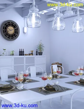 3D打印模型Industrial Loft Dining Room Decoration Add-on的图片