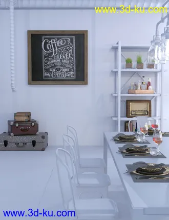 3D打印模型Industrial Loft Dining Room Decoration Add-on的图片