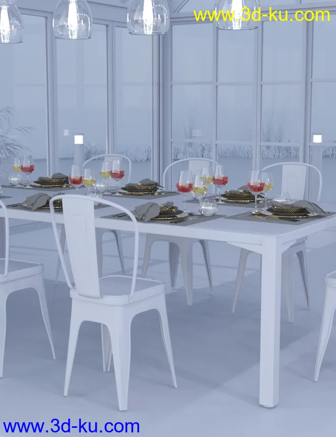 Industrial Loft Dining Room Decoration Add-on模型的图片6