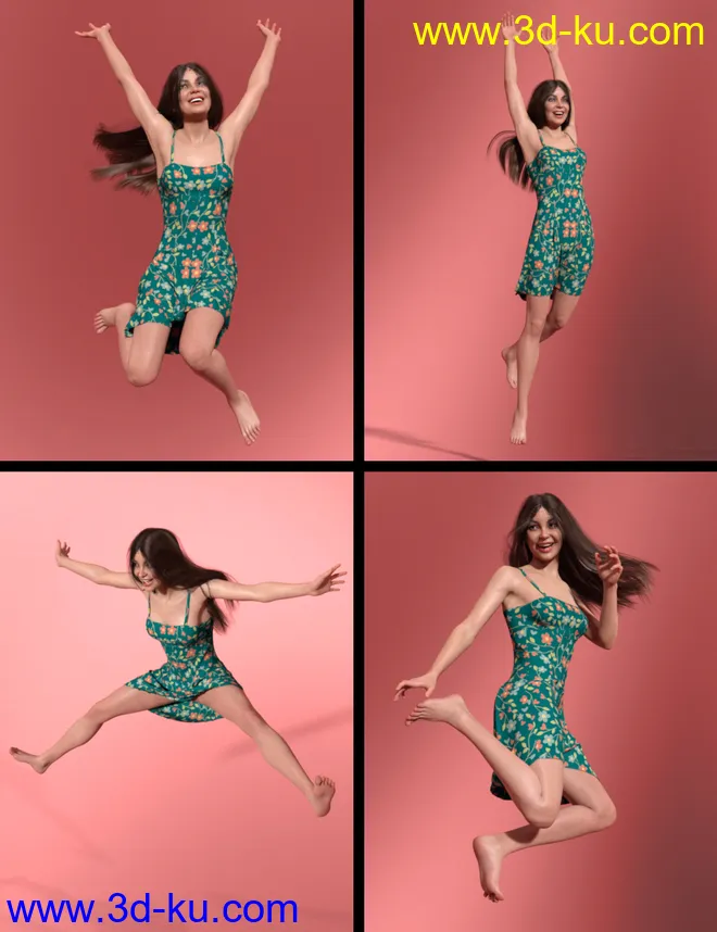 Jump for Joy Poses for Genesis 8 Female模型的图片2
