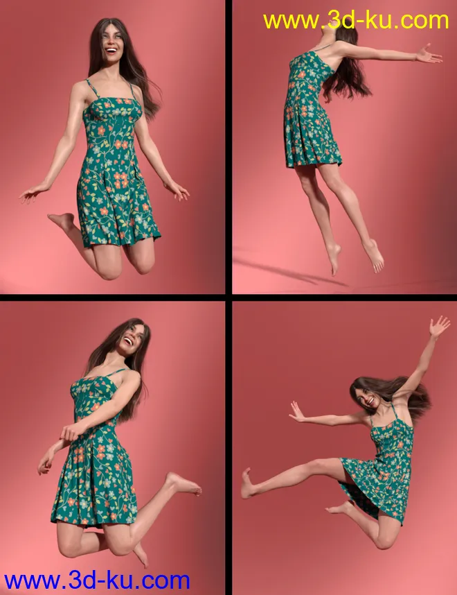 Jump for Joy Poses for Genesis 8 Female模型的图片8