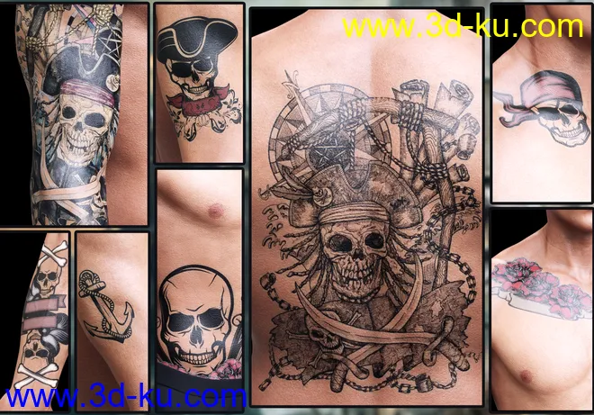 LIE Pirate Face and Body Make-up for Genesis 8模型的图片3