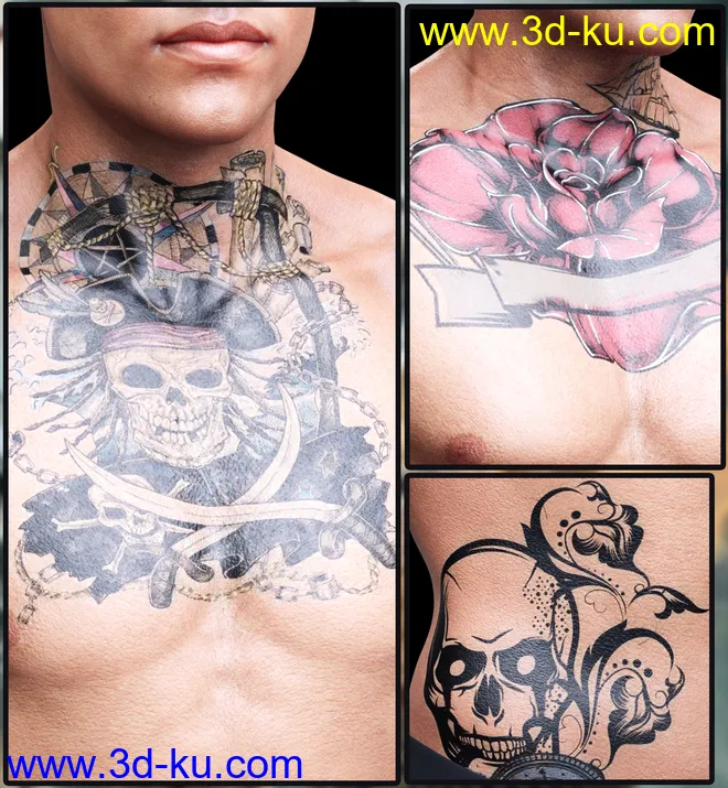 LIE Pirate Face and Body Make-up for Genesis 8模型的图片4