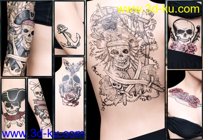 LIE Pirate Face and Body Make-up for Genesis 8模型的图片6