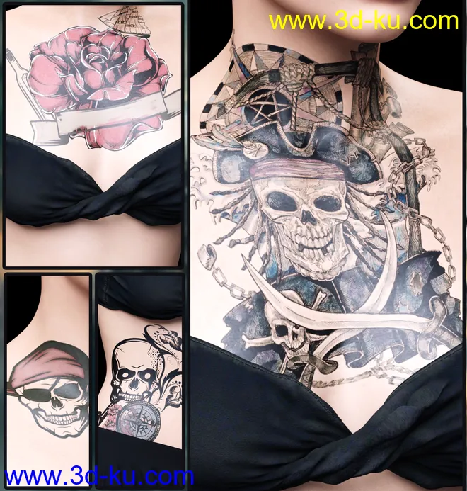 LIE Pirate Face and Body Make-up for Genesis 8模型的图片7