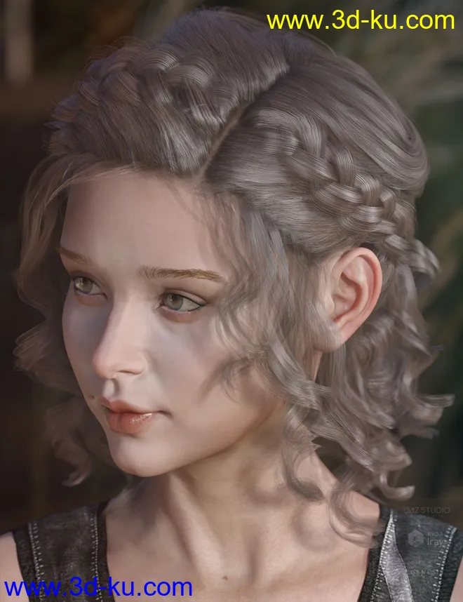 Mercedes Hair for Genesis 3 and 8 Female(s)模型的图片3