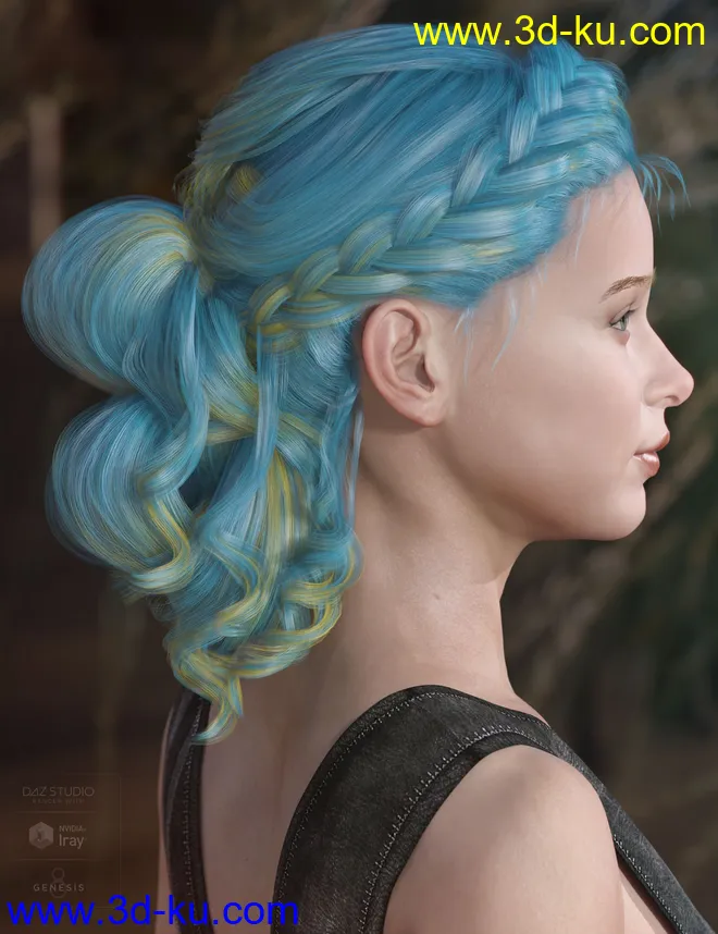 Mercedes Hair for Genesis 3 and 8 Female(s)模型的图片9