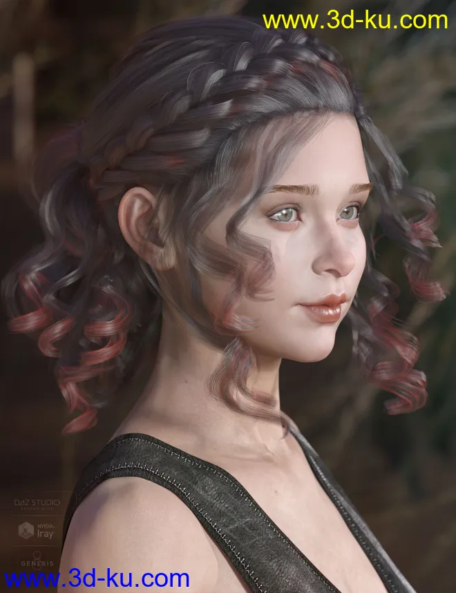 Mercedes Hair for Genesis 3 and 8 Female(s)模型的图片10