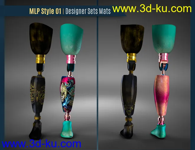 Modern Leg Prosthetic for Genesis 3 and 8 Female模型的图片3