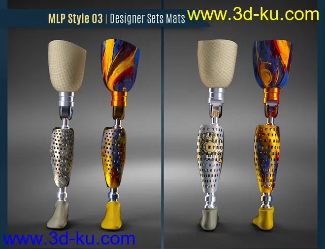 Modern Leg Prosthetic for Genesis 3 and 8 Female模型的图片5