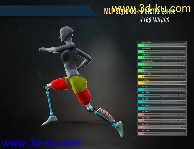 Modern Leg Prosthetic for Genesis 3 and 8 Female模型的图片9