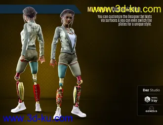 3D打印模型Modern Leg Prosthetic for Genesis 3 and 8 Female的图片