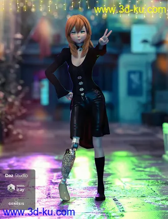 3D打印模型Modern Leg Prosthetic for Genesis 3 and 8 Female的图片