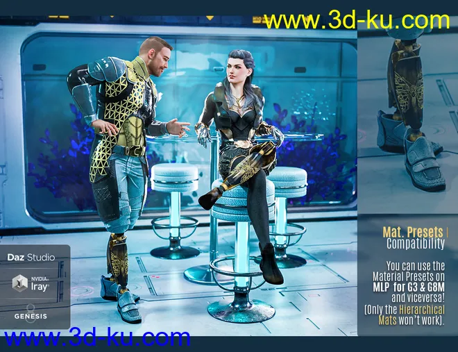 Modern Leg Prosthetic for Genesis 3 and 8 Female模型的图片15