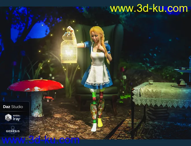 Modern Leg Prosthetic for Genesis 3 and 8 Female模型的图片16