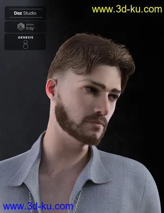 3D打印模型Nathan Fade Haircut and Beard for Genesis 8 Male(s)的图片