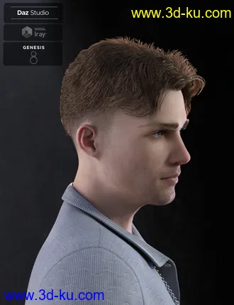 3D打印模型Nathan Fade Haircut and Beard for Genesis 8 Male(s)的图片