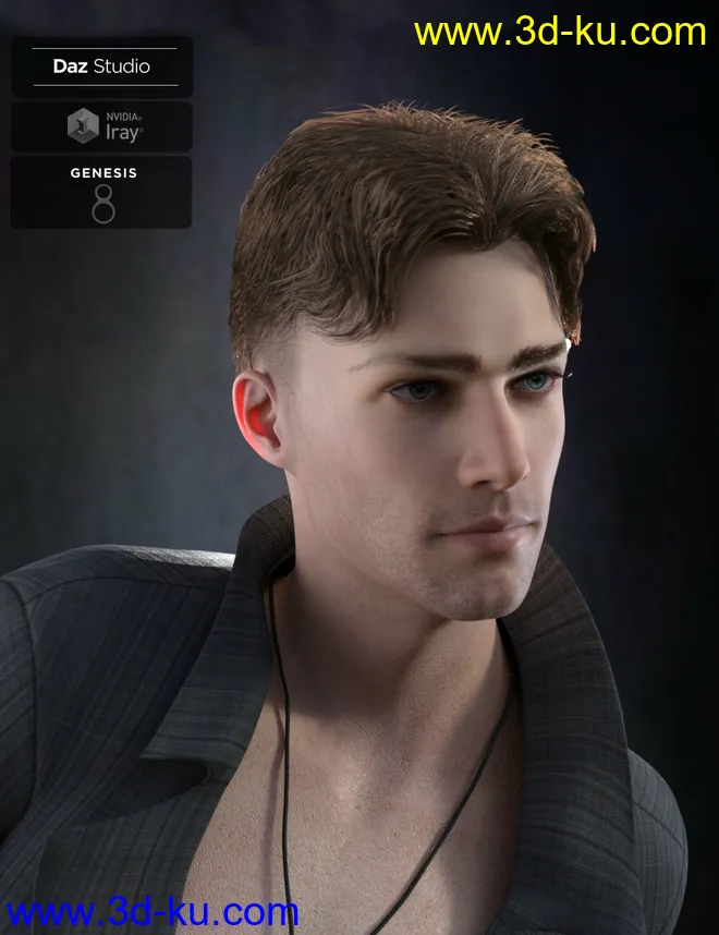 Nathan Fade Haircut and Beard for Genesis 8 Male(s)模型的图片6