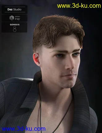 3D打印模型Nathan Fade Haircut and Beard for Genesis 8 Male(s)的图片