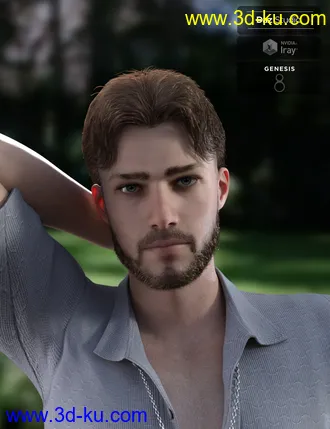 3D打印模型Nathan Fade Haircut and Beard for Genesis 8 Male(s)的图片