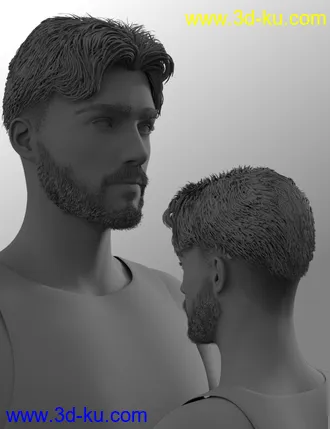3D打印模型Nathan Fade Haircut and Beard for Genesis 8 Male(s)的图片