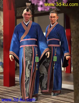 3D打印模型Peacock Hanfu Outfit for Genesis 8 Male(s)的图片