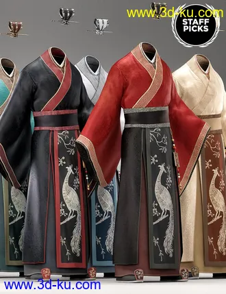 3D打印模型Peacock Hanfu Outfit Textures的图片