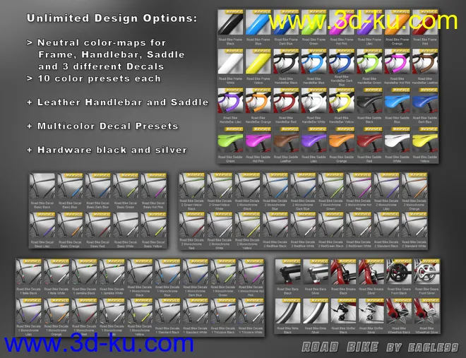 Road Bike and Poses for Genesis 3 and 8模型的图片6