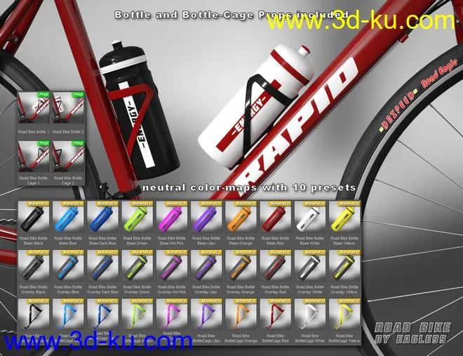 Road Bike and Poses for Genesis 3 and 8模型的图片7