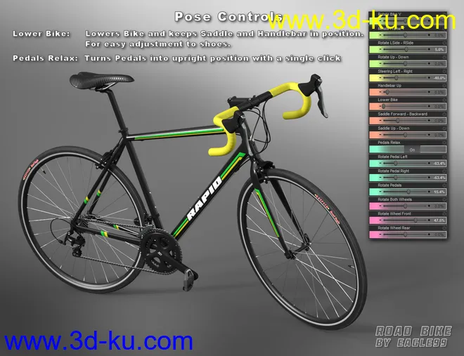 Road Bike and Poses for Genesis 3 and 8模型的图片8