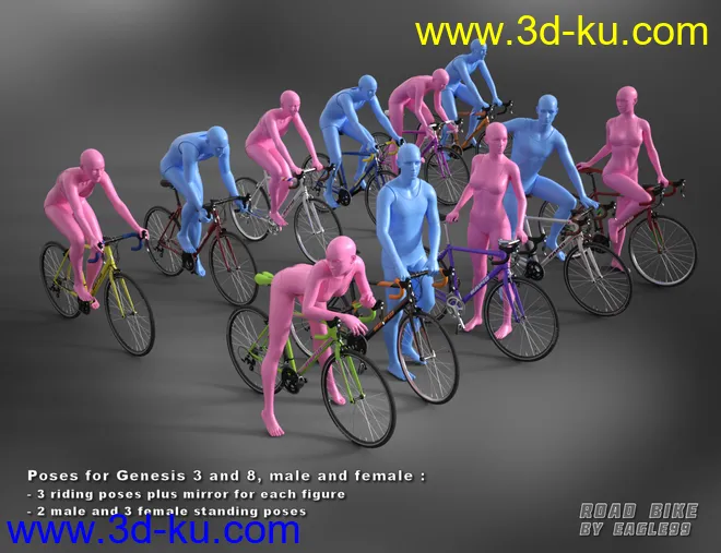 Road Bike and Poses for Genesis 3 and 8模型的图片9