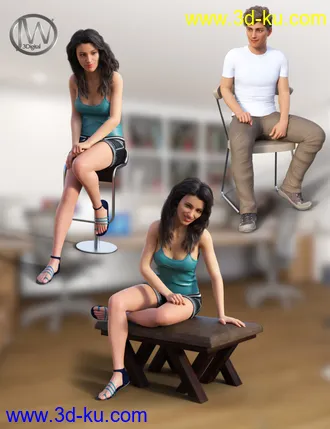 3D打印模型Sit Down Poses for Genesis 8的图片