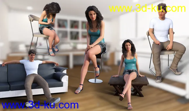 Sit Down Poses for Genesis 8模型的图片5