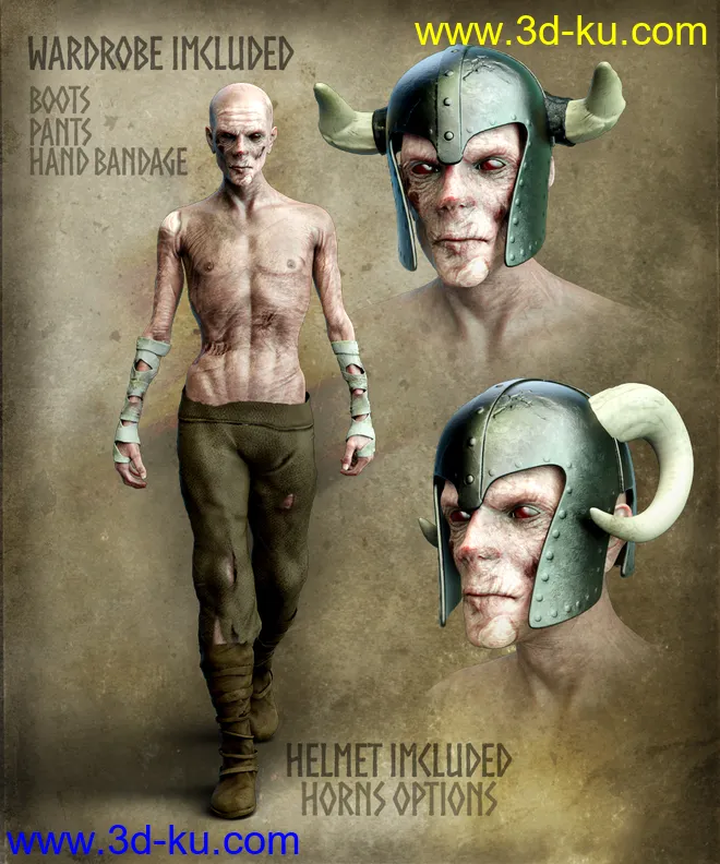 Skalle the Undead for Genesis 8 Male模型的图片7