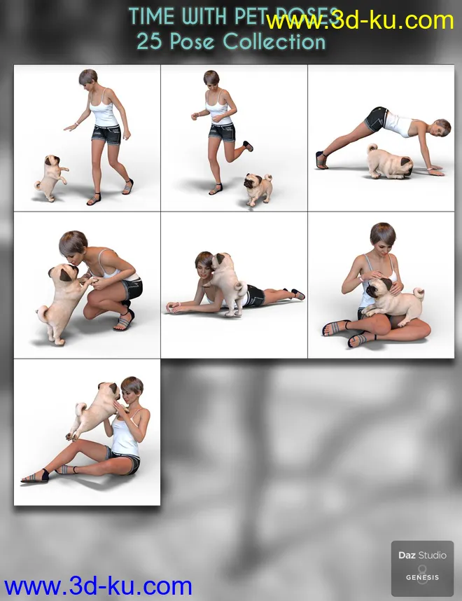 Time With Pet Poses for Genesis 8 Female模型的图片8