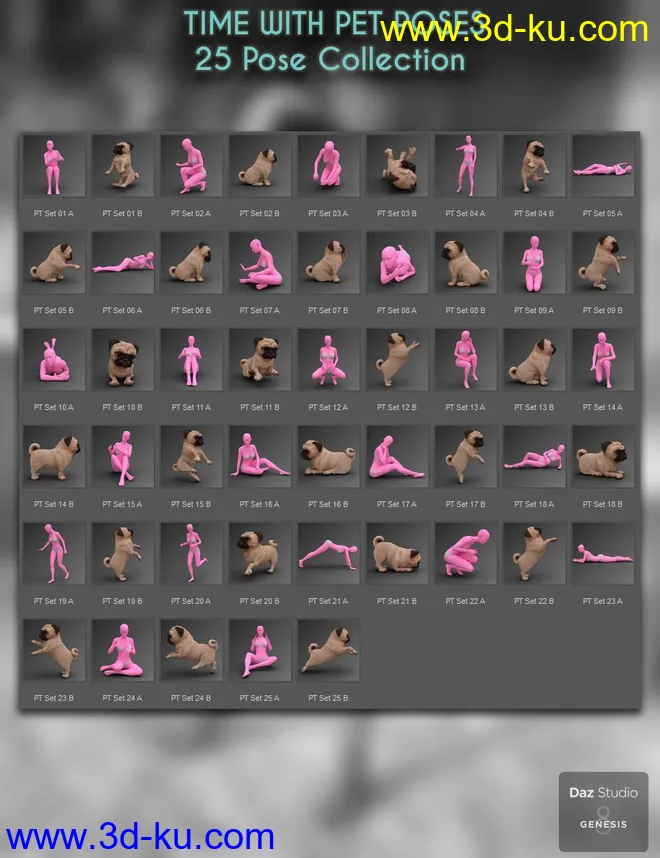 Time With Pet Poses for Genesis 8 Female模型的图片10