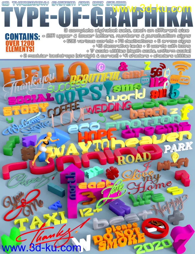 Type-of-Graphika Set - Find your Words in Daz Studio模型的图片1