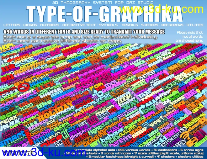 Type-of-Graphika Set - Find your Words in Daz Studio模型的图片3