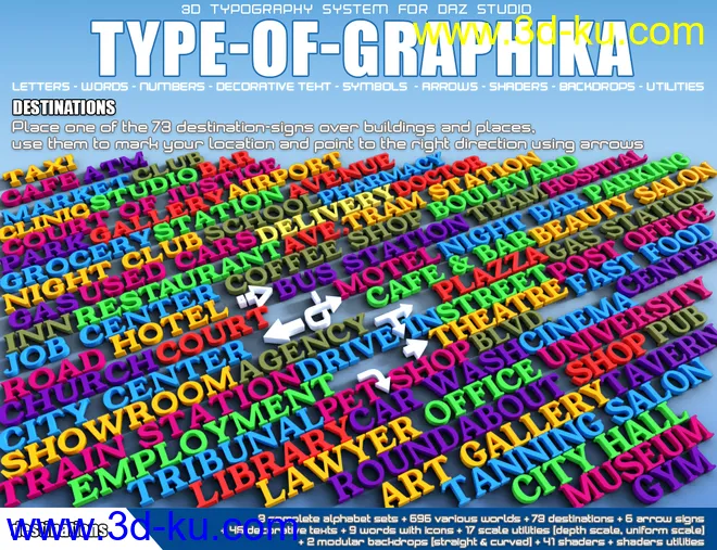 Type-of-Graphika Set - Find your Words in Daz Studio模型的图片5