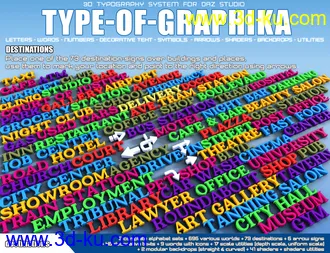 3D打印模型Type-of-Graphika Set - Find your Words in Daz Studio的图片