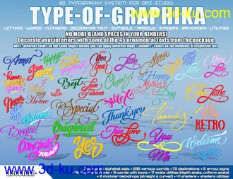 3D打印模型Type-of-Graphika Set - Find your Words in Daz Studio的图片
