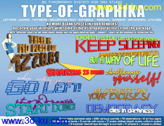 Type-of-Graphika Set - Find your Words in Daz Studio模型的图片8