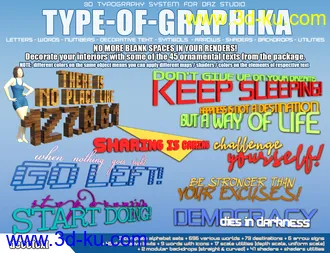 3D打印模型Type-of-Graphika Set - Find your Words in Daz Studio的图片