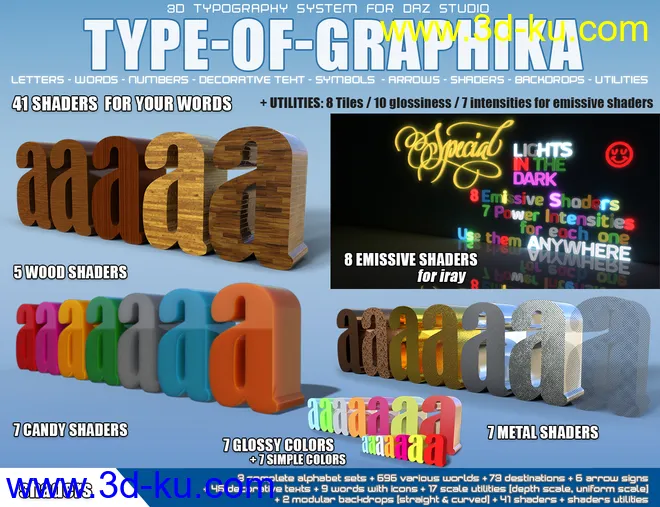 Type-of-Graphika Set - Find your Words in Daz Studio模型的图片10