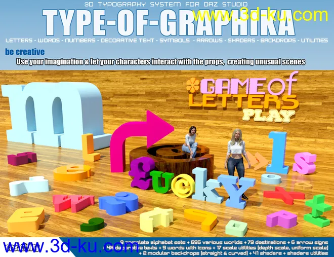 Type-of-Graphika Set - Find your Words in Daz Studio模型的图片12