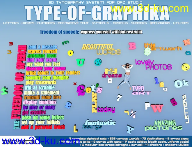 Type-of-Graphika Set - Find your Words in Daz Studio模型的图片13