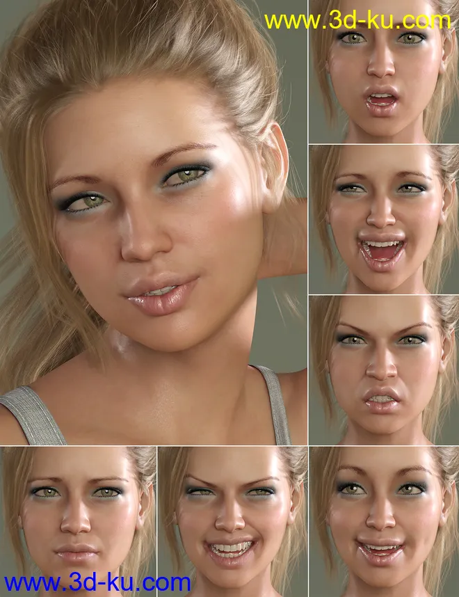 V 100 Expressions The Gold Collection for Genesis 8 Female模型的图片1