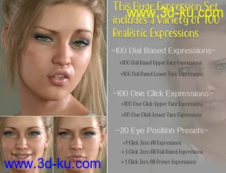 3D打印模型V 100 Expressions The Gold Collection for Genesis 8 Female的图片